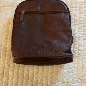 Embossed Brown Leather Backpack